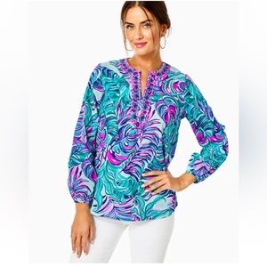 NWT Lilly Pulitzer Coretta Tunic in Seasalt Blue Don’t Wanna Leaf Size XXS